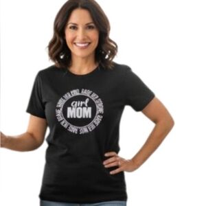 MOM'S (M) Cute Proud MOM Black Tee Shirt Saying "Girl Mom"